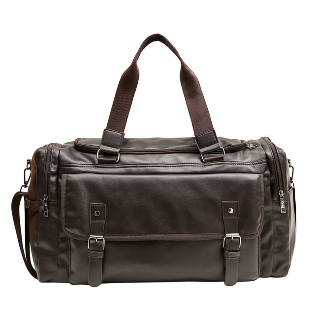 Leather Multi-Pocket Carryall Faux