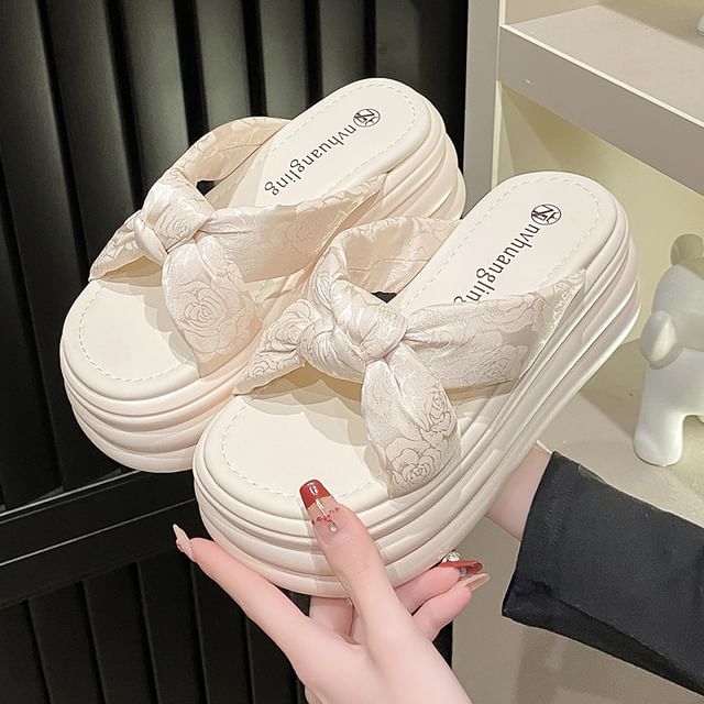Floral Sandals Platform Patterned Slide