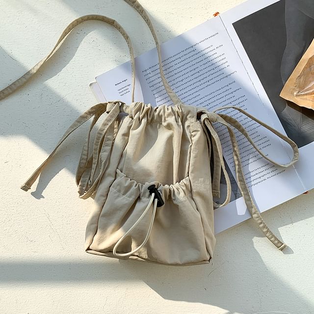 Drawstring Nylon Bag Crossbody Plain