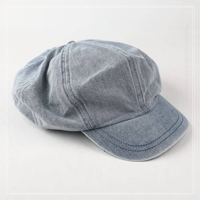 Denim Newsboy Cap Ribbon