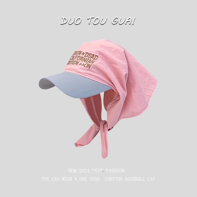 Baseball Cap with Two Headkerchief Embroidered Lettering Tone
