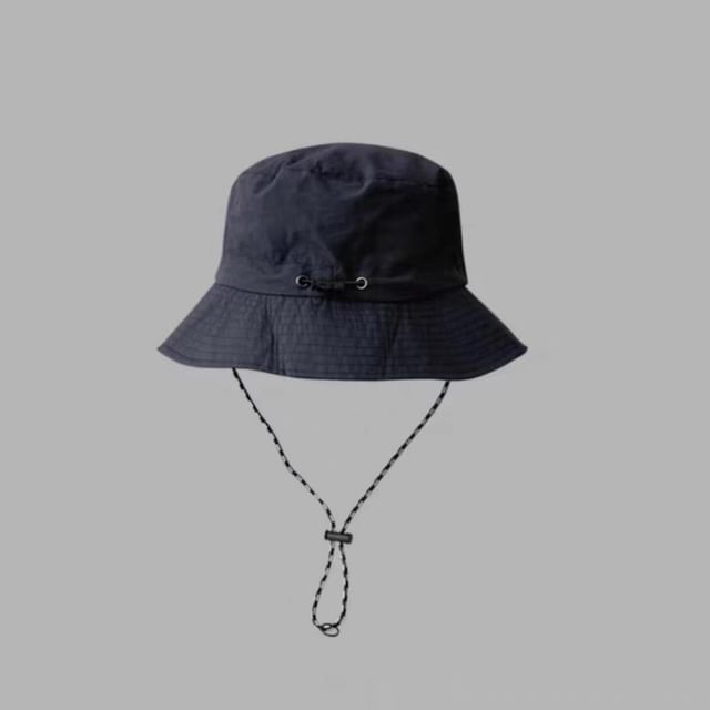 Hat Plain Bucket Drawstring