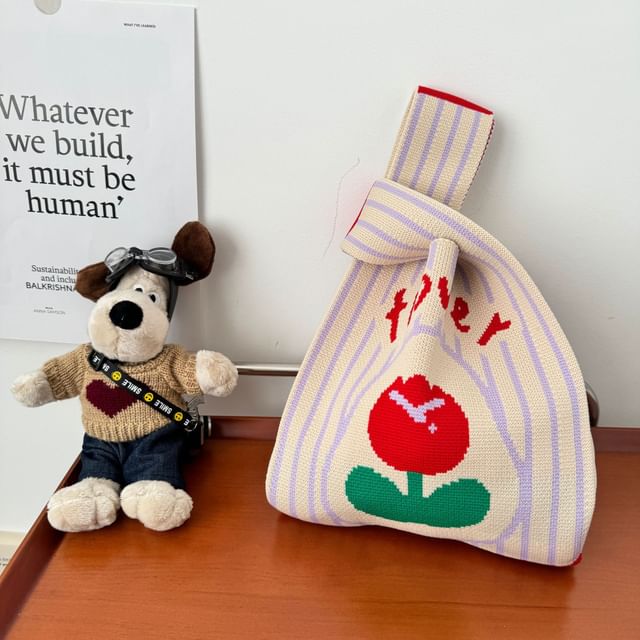 Bag Tote Knit Flower