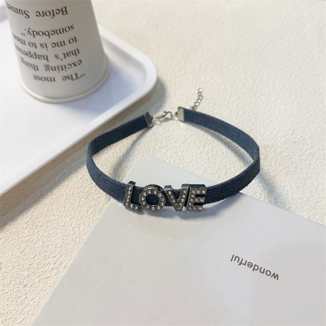 Choker Lettering Designs) Rhinestone Denim (Various