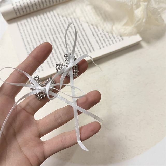 Ribbon Stud Heart Alloy Earring