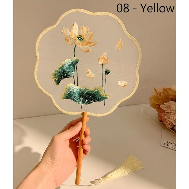 Tassel Hand Fan / Print Embroidered