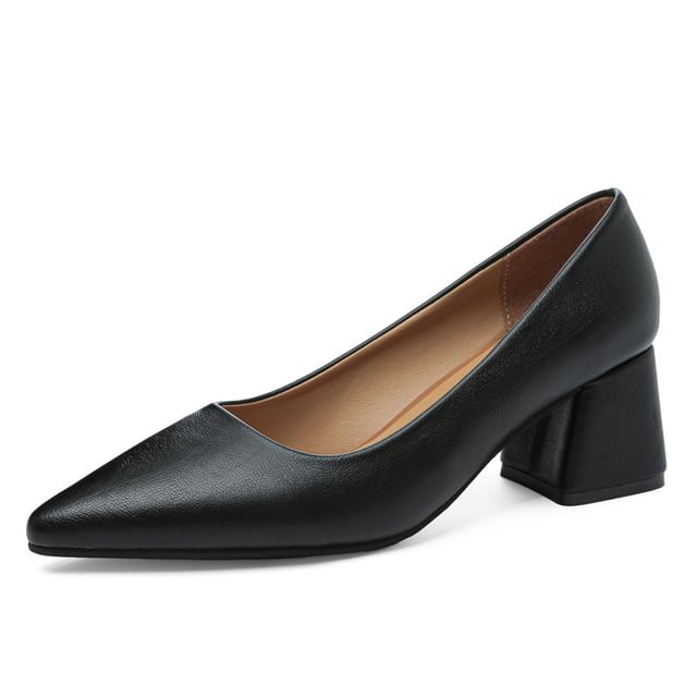 Pointed Heel Block Pumps