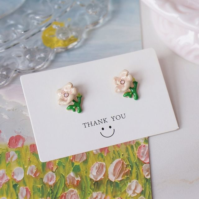 / Stud Butterfly Earring Floral Alloy
