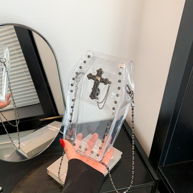 Chained Bag Studded Crisscross Crossbody PVC