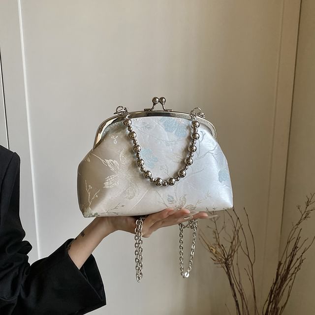 Bag Crossbody Jacquard Floral Kiss Lock