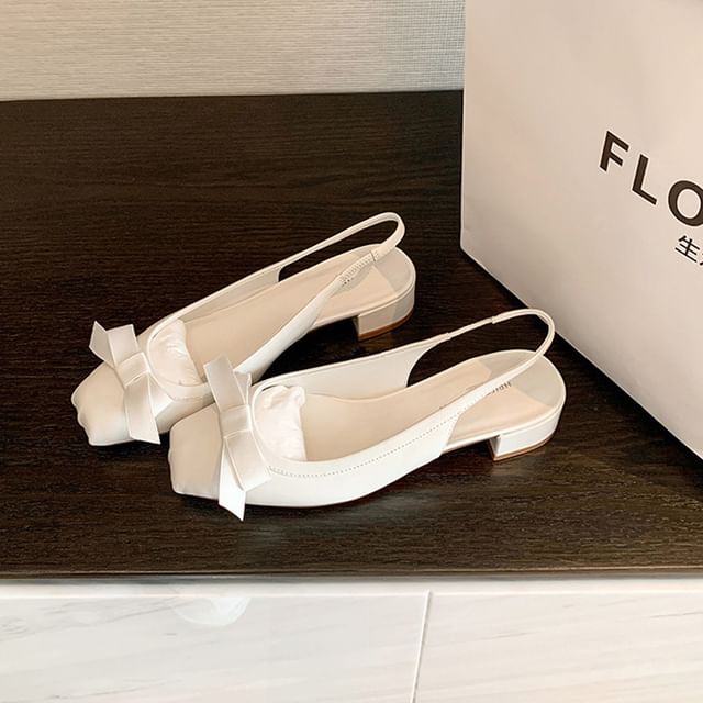 Sandals Heel Chunky Bow Slingback