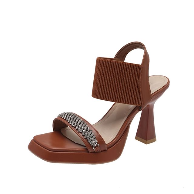 Heel Rhinestone Wedge Sandals