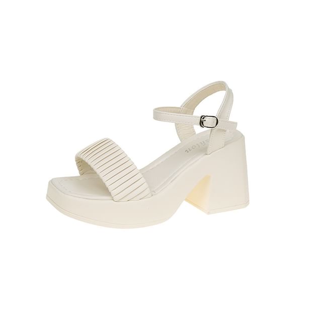 Heel Sandals Block Toe Square
