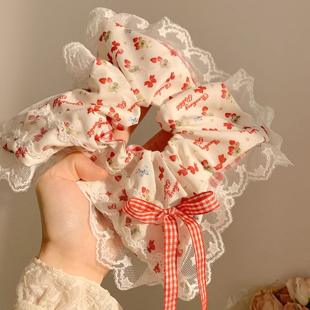Trim Scrunchie Designs) Floral Bandana / Cherry (Various Lace
