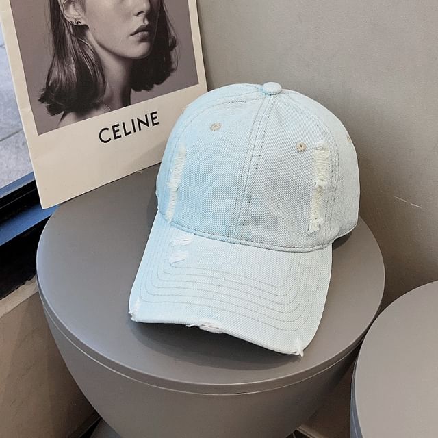 Washed Baseball Cap Distressed Denim