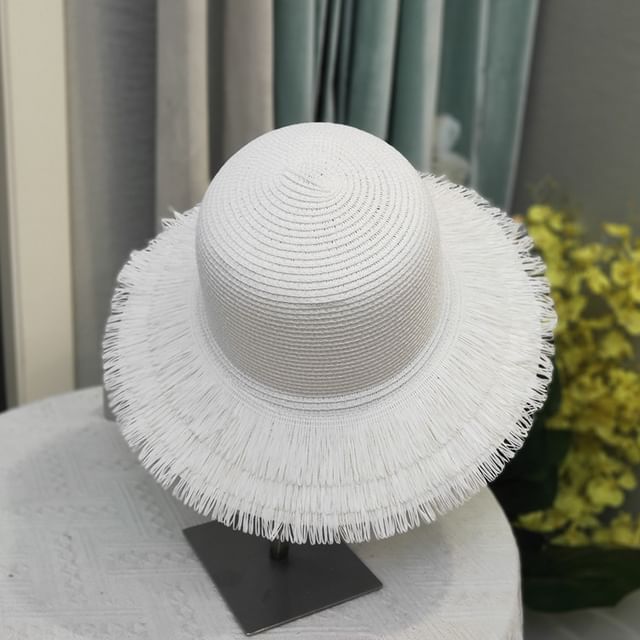 Straw Hat Sun Fringed Plain