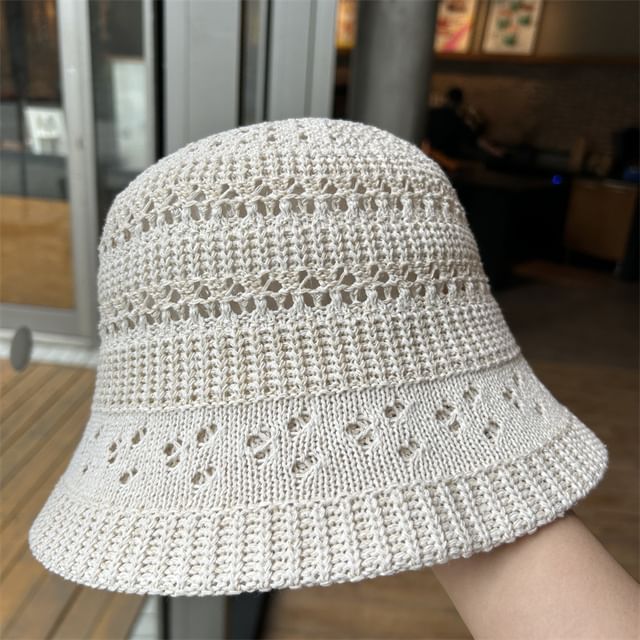 Perforated Bucket Hat Knit Plain