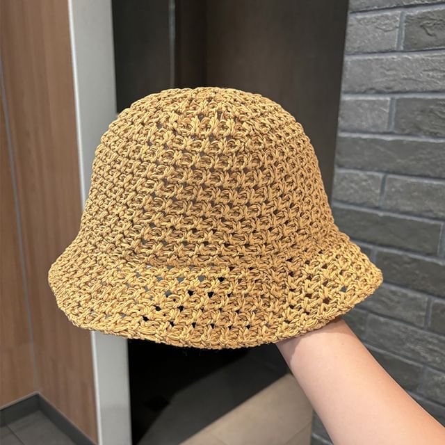 Plain Perforated Bucket Hat Knit