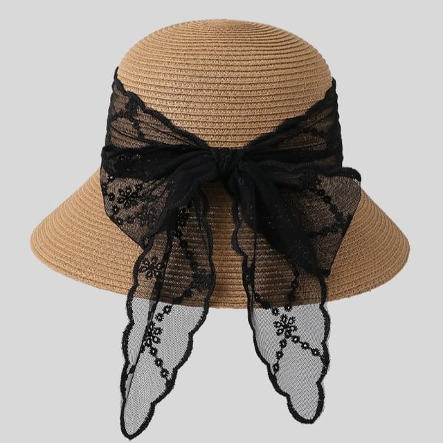 Straw Hat Lace Bow Sun
