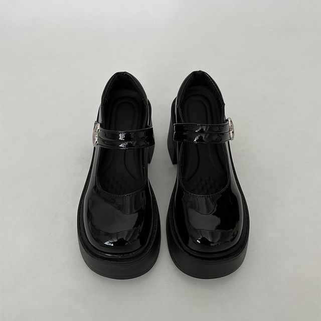 Heel Jane Pumps Platform Block Mary