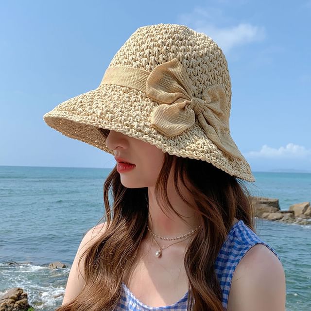 Straw Bow Hat Sun