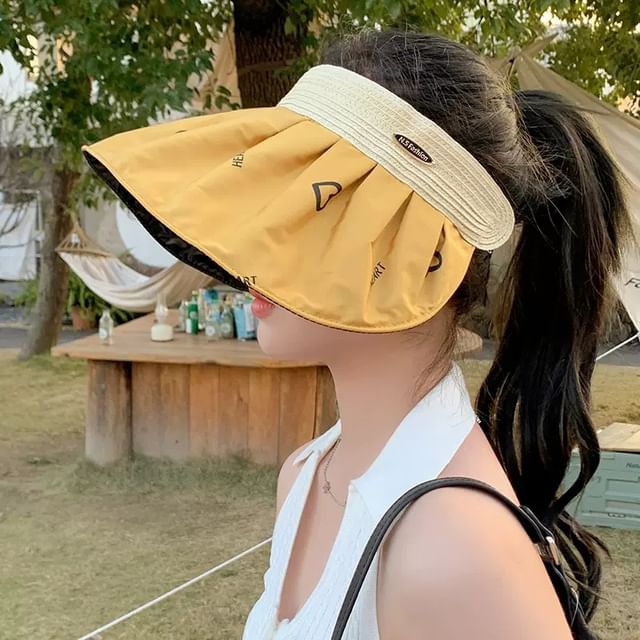 Print Sun Visor Wide Brim Heart