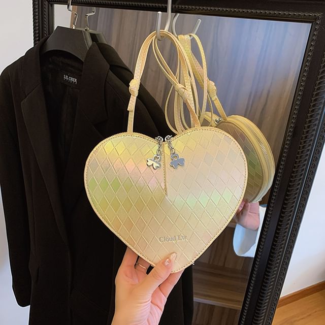Faux Bag Crossbody Heart Shape Leather