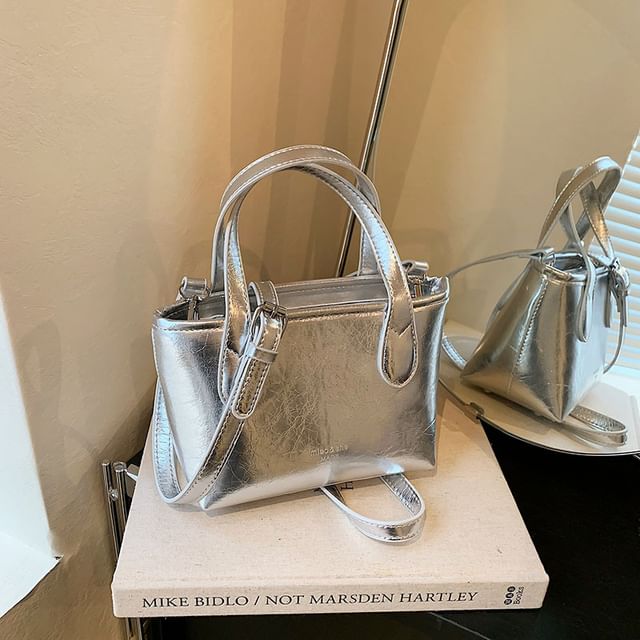 Leather Crossbody Handle Plain Bag Top Faux