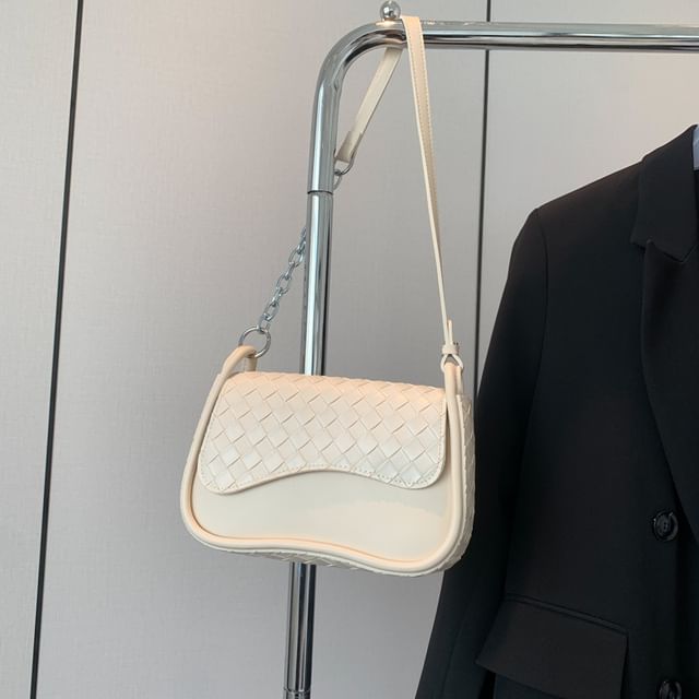 Bag Flap Faux Woven Leather Crossbody Plain