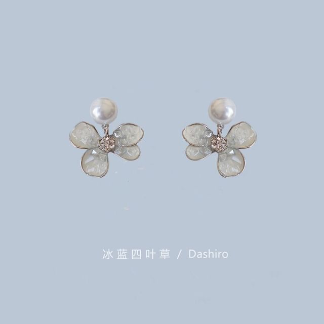 / Drop Floral Alloy Butterfly Crystal Faux Pearl Earring