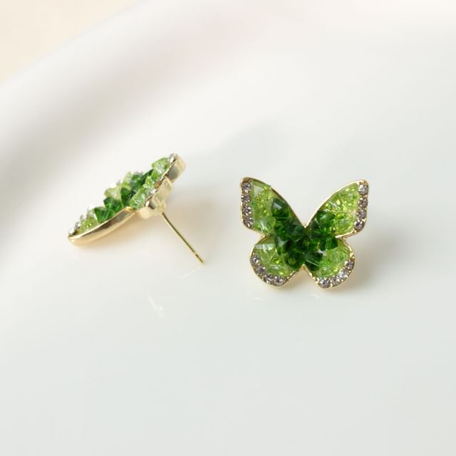 Stud Earring Butterfly Crystal Faux Alloy