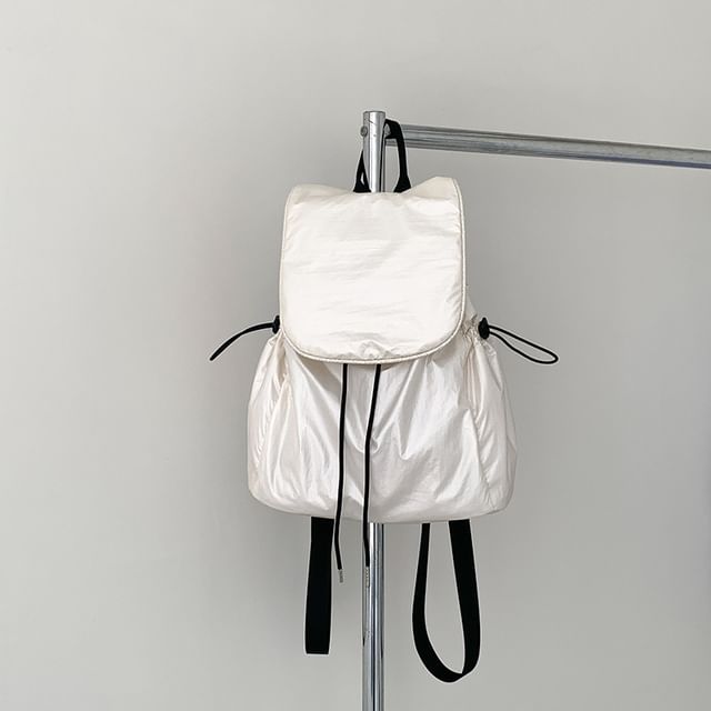 Backpack Plain Drawstring Flap