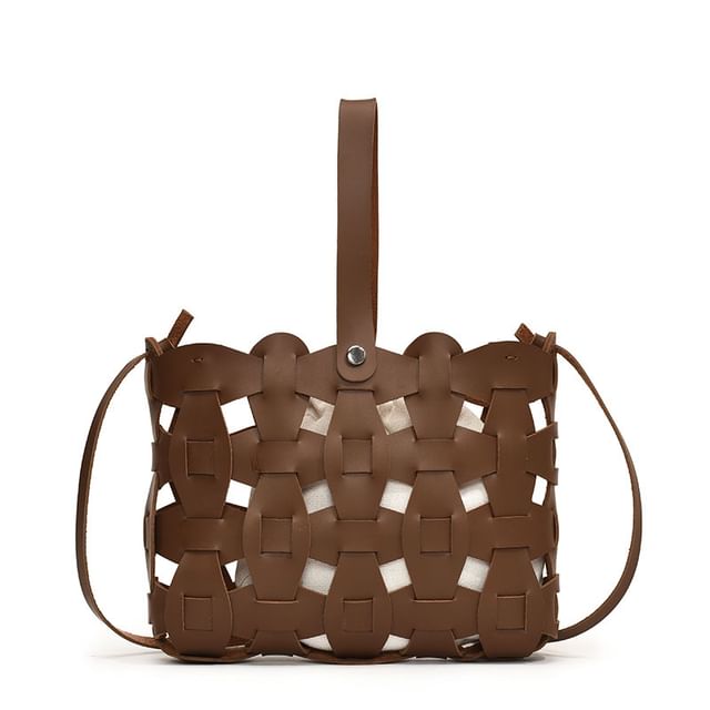 Leather Cutout Faux Crossbody Bag