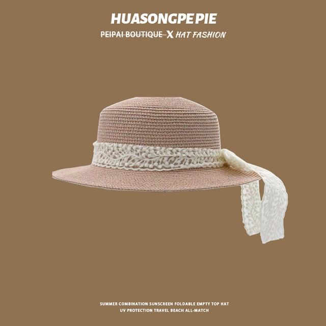 Straw Trim Boater Hat Lace