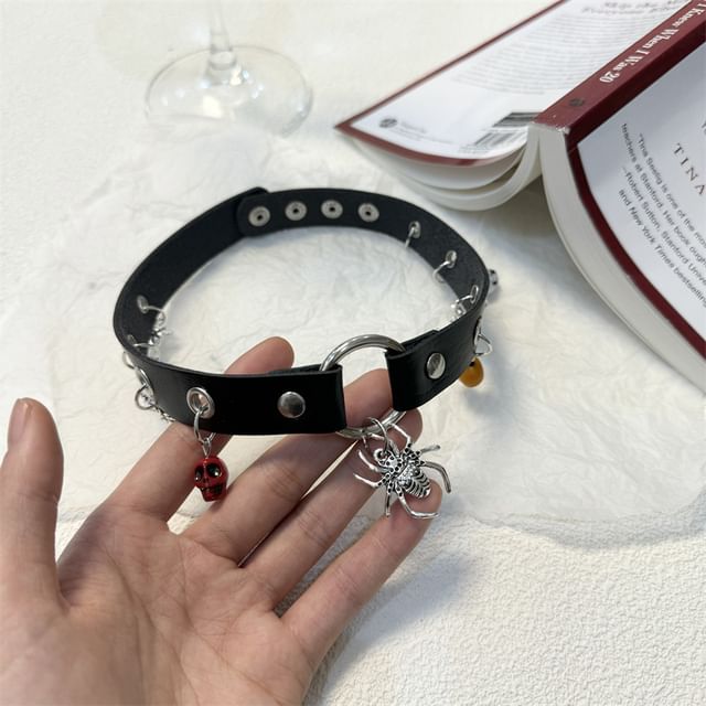 Leather Pendant Choker Halloween Faux