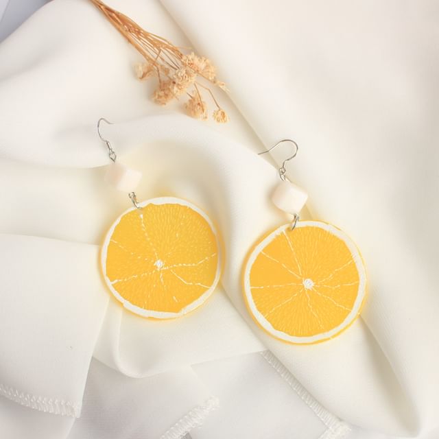 / Drop On Earring Clip Slice Lemon