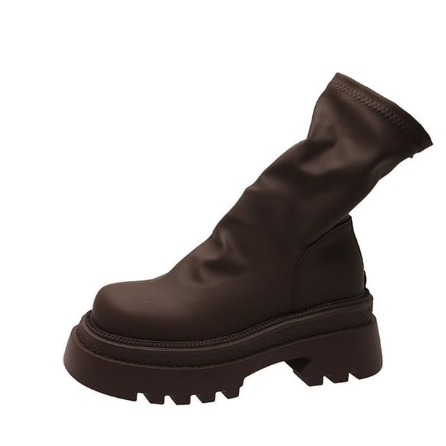 Plain Short Platform Boots Sock