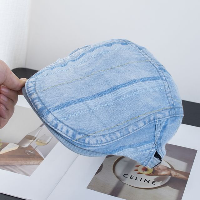 Denim Cap Washed Striped Flat