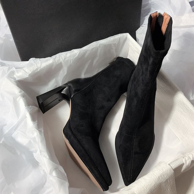 Boots Pointy Short Heel Chunky