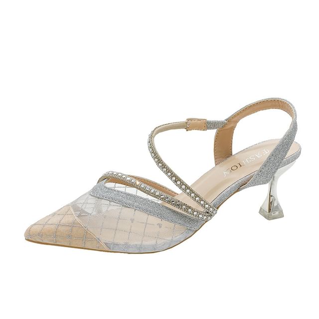 Sandals Heel High Rhinestone Pointy