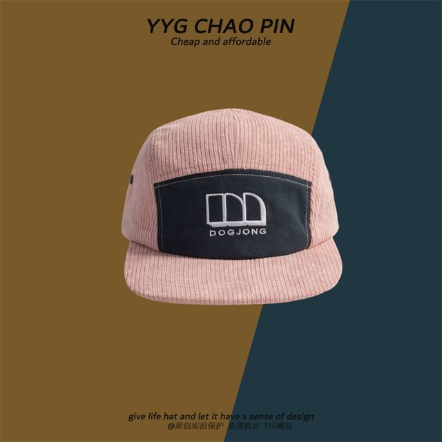 Letter Embroidered Baseball Cap Corduroy