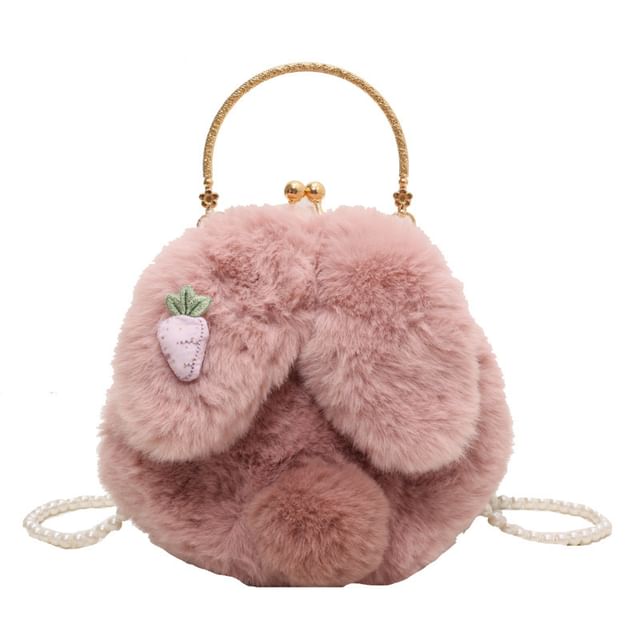 Beaded Bag Rabbit Strap Crossbody Fluffy