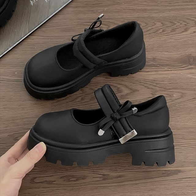 Platform Shoes Plain Jane Mary Bow