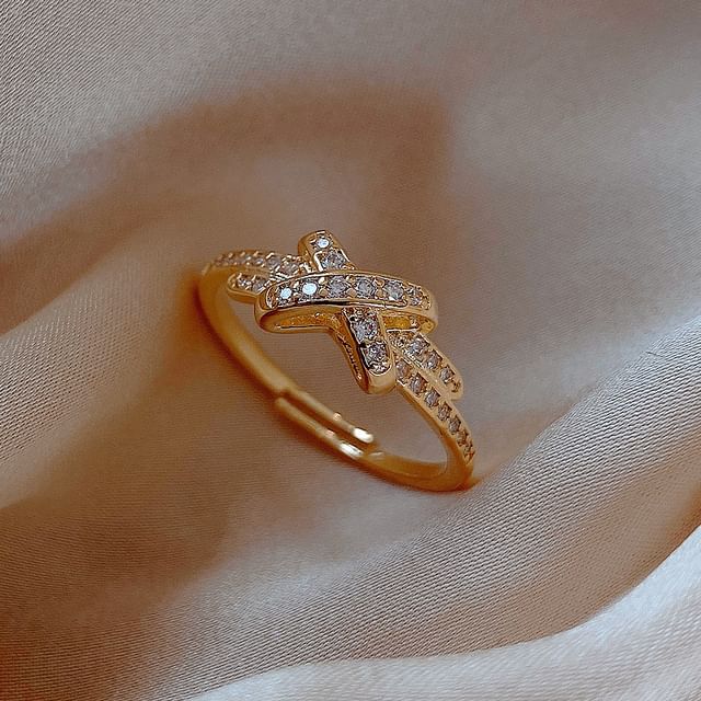 Ring Rhinestone Designs) Alloy Open Faux Gemstone (Various