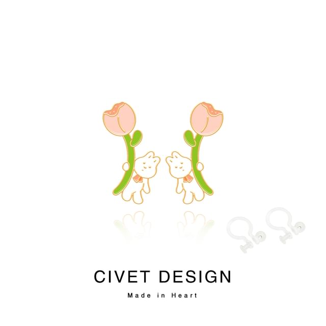 ) Cartoon Various Ear Cuff Designs / Earring Rabbit ( Sterling Stud Silver