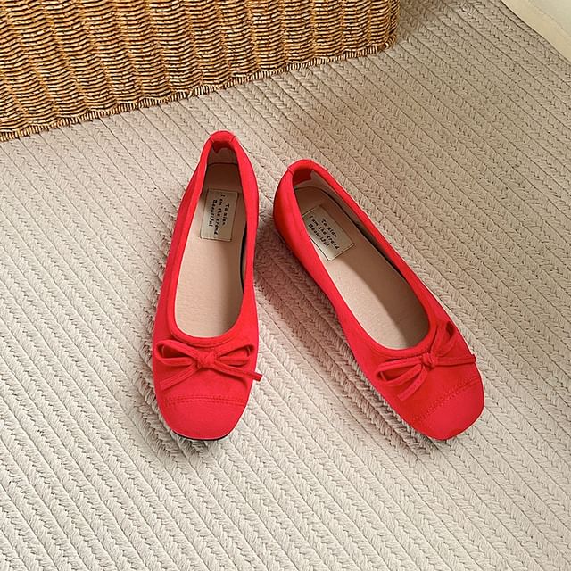 Accent Leather Flats Bow Faux