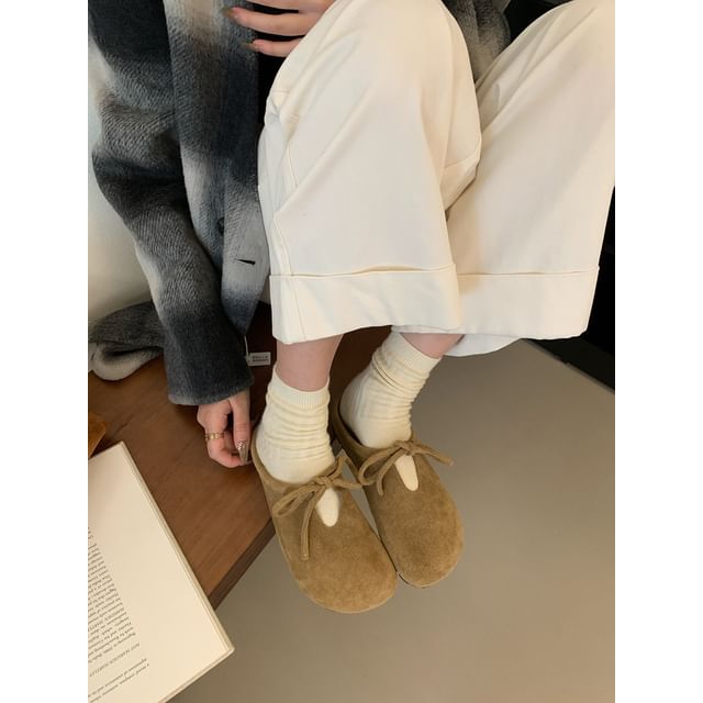 Suede Bow Faux Mules