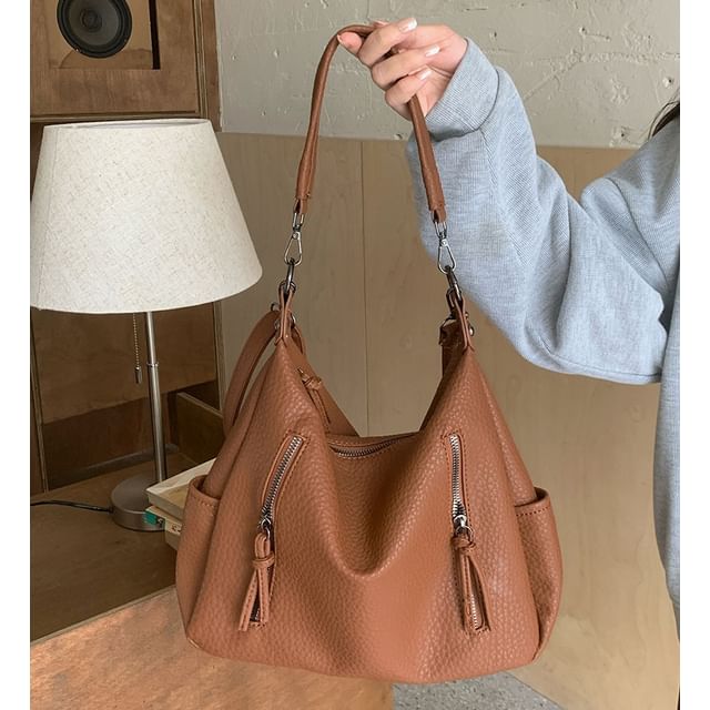 Faux Leather Shoulder Bag Tassel