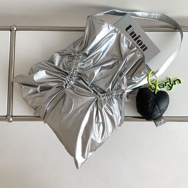 Plain Bag Drawstring Shopper Bow