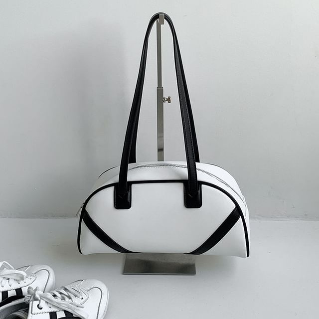 Leather Faux Bag Bowler Striped